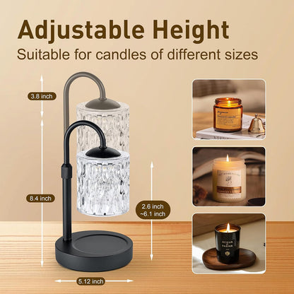 Briever Dimmable Candle Warmer Lamp with Timer, Height Adjustable Electric Candle Wax Warmer, Christmas Birthday Gifts for Women Mom, House Warming Gifts New Home Room Decor, Walnut Solid Wood Base