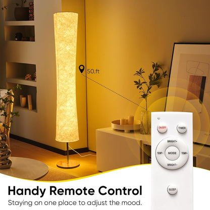 58 inch Simple Design Morden Soft Light Floor Lamp 3 Color Lighting Remote Control, LED lamp with Tyvek Fabric Shade,Brightness Adjustable for Living Room Bedroom Game Room