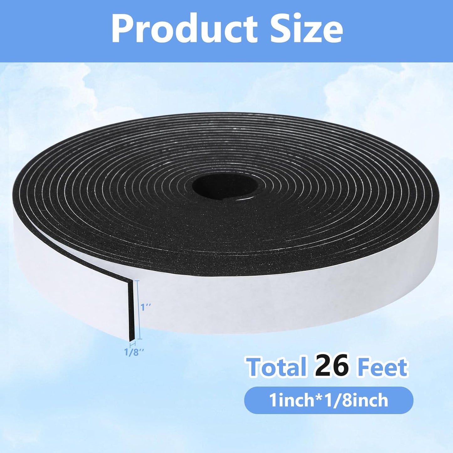 16Feet Weather Stripping Seal (1/2 Inch X 1/4 Inch) for Door Window, High Density Foam Tape, Soundproofing, Insulation Strip, Door Sealers for Door Frame- White