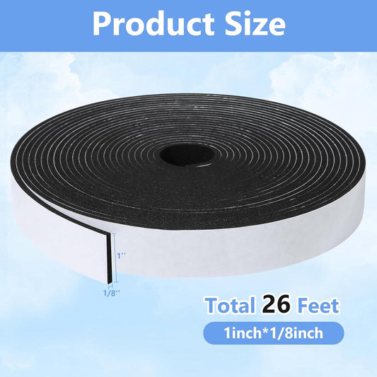 16Feet Weather Stripping Seal (1/2 Inch X 1/4 Inch) for Door Window, High Density Foam Tape, Soundproofing, Insulation Strip, Door Sealers for Door Frame- White