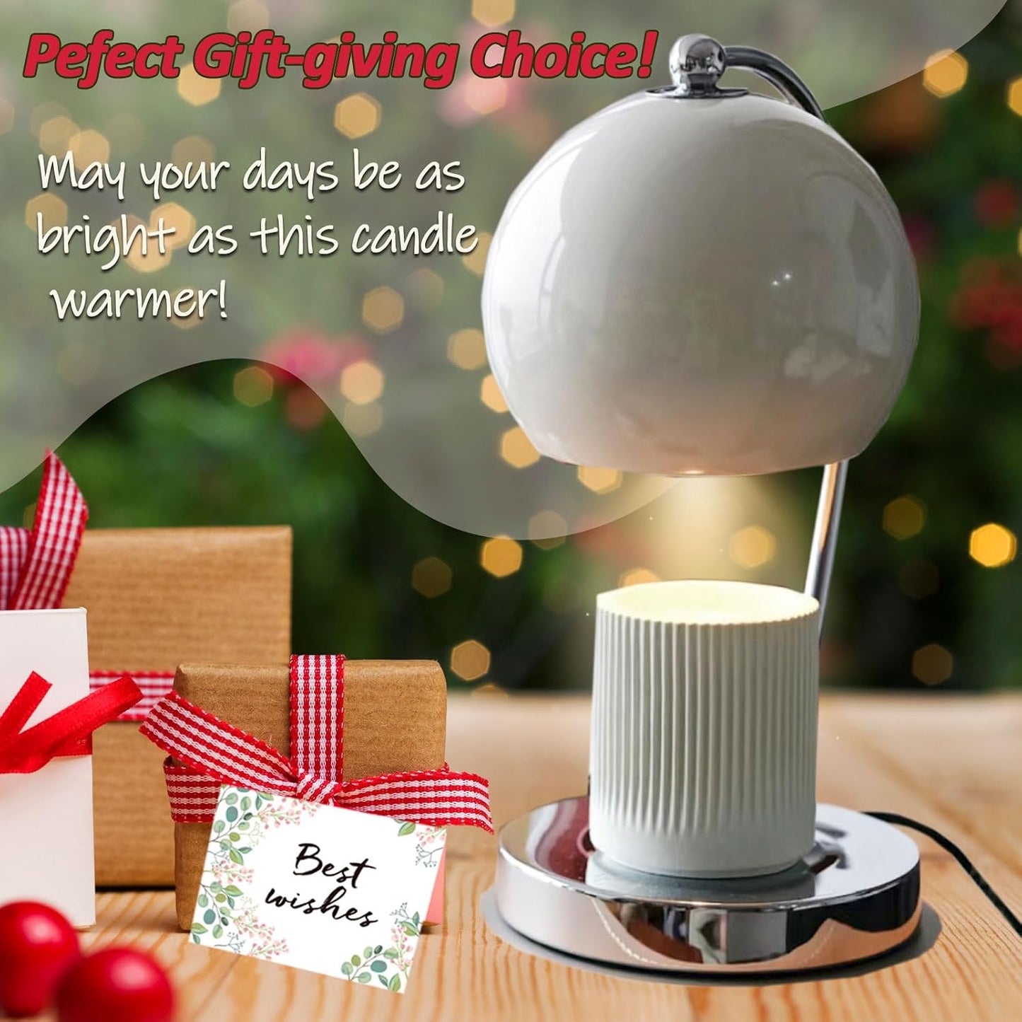 Candle Lamp Warmer, Wide Base Scented Candle Warmer with Timer and Dimmer, Modern Candle Melting Lattern, Home Decor Table Lamp (Silver)
