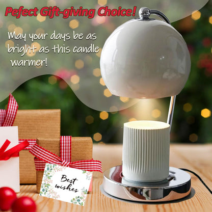 Candle Lamp Warmer, Wide Base Scented Candle Warmer with Timer and Dimmer, Modern Candle Melting Lattern, Home Decor Table Lamp (Silver)
