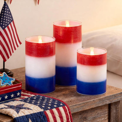 Tujoe 3 Pcs Summer Ocean Flameless Candles Teal Beach LED Battery Pillar Candles Set Battery Operated Coastal Nautical Decorations Flickering Gifts with Remote Decorations for Holiday