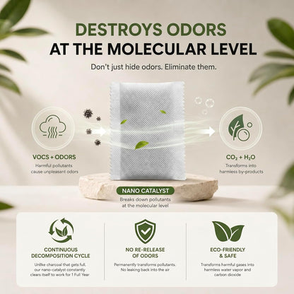 Unscented Odor Eliminator Pouches (8-Pack) - 1 Year Smell Absorber for Trash Can, Shoe, Gym Bag - Better Than Baking Soda - Deodorizer Inserts Compatible with Diaper Genie & Munchkin