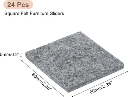 uxcell Furniture Pads, 24Pcs 1.5" - Square Self Adhesive Felt Furniture Pads, Floor Protectors for Furniture Feet Chairs Legs Hardwood Floors (Black)