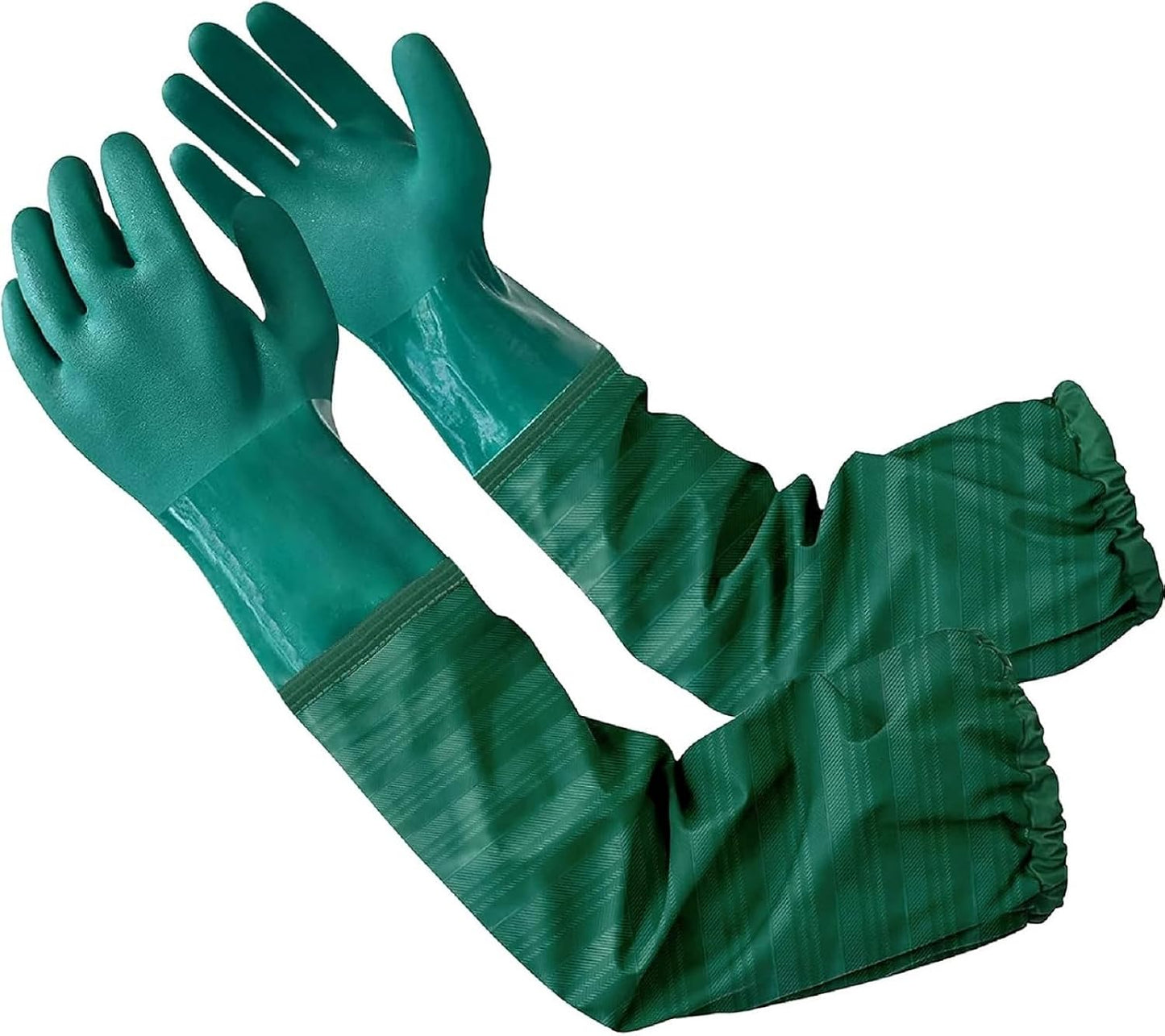 Eiito Extra-Long 26" Rubber Pond Gloves, Chemical Resistant PVC Reusable Heavy Duty Waterproof Cleaning Glove