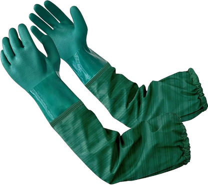 Eiito Extra-Long 26" Rubber Pond Gloves, Chemical Resistant PVC Reusable Heavy Duty Waterproof Cleaning Glove