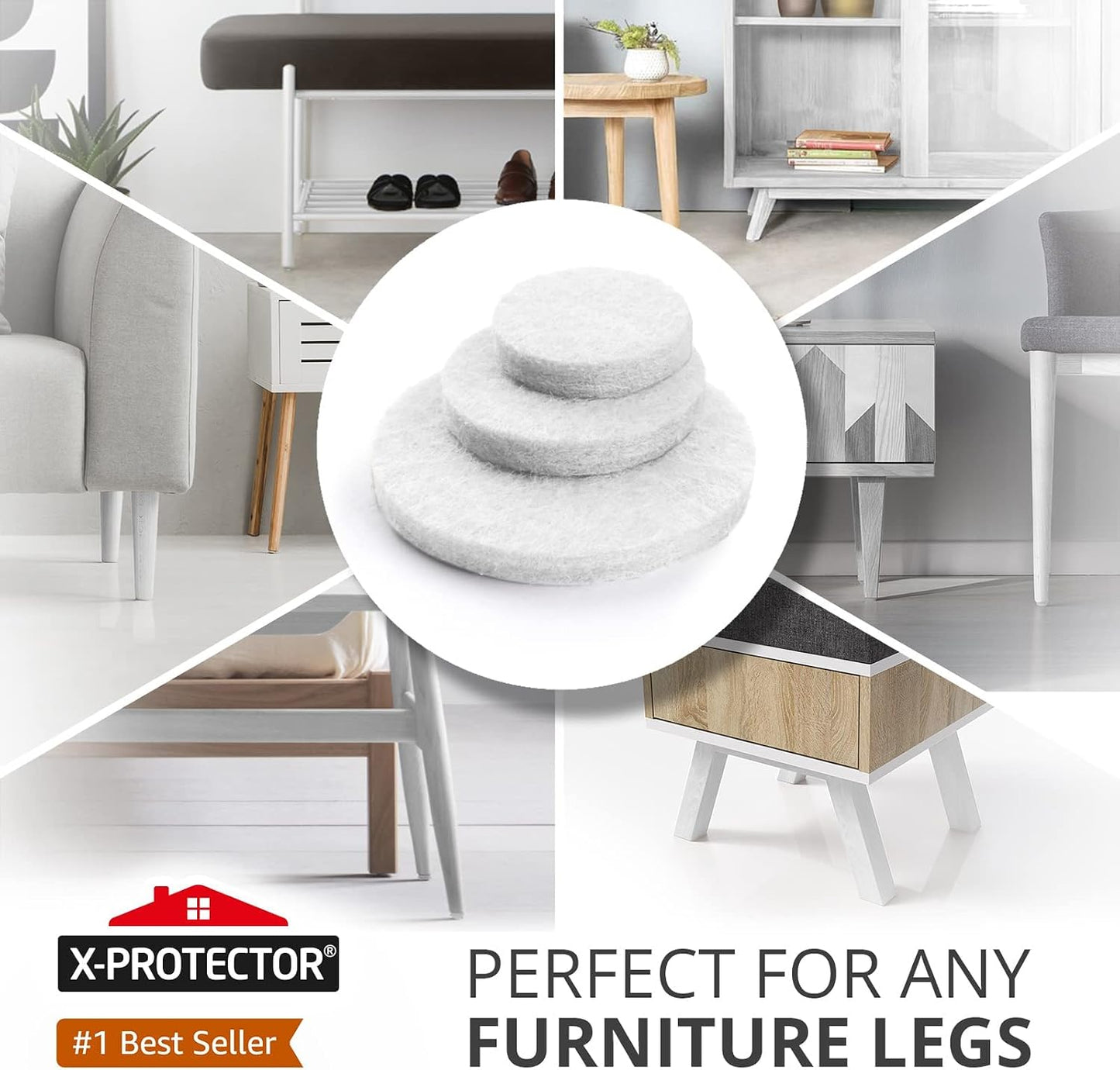 Felt Furniture Pads X-PROTECTOR - 48 Premium Floor Protector Chair Felts for Feet Wood Floors Best Hardwood Protect Your Hard Floors! (Brown)