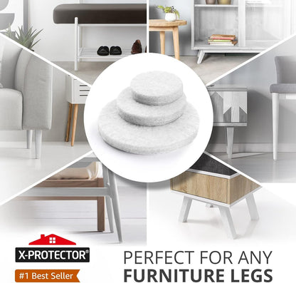 Felt Furniture Pads X-PROTECTOR - 48 Premium Floor Protector Chair Felts for Feet Wood Floors Best Hardwood Protect Your Hard Floors! (Brown)