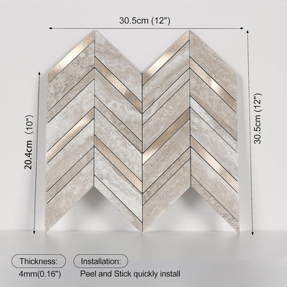 Yipscazo 10-Sheet Herringbone Backsplash Peel and Stick Tile, Polished White PVC Stick on Backsplash for Kitchen, Waterproof Self Adhesive Wall Tile for Bathroom