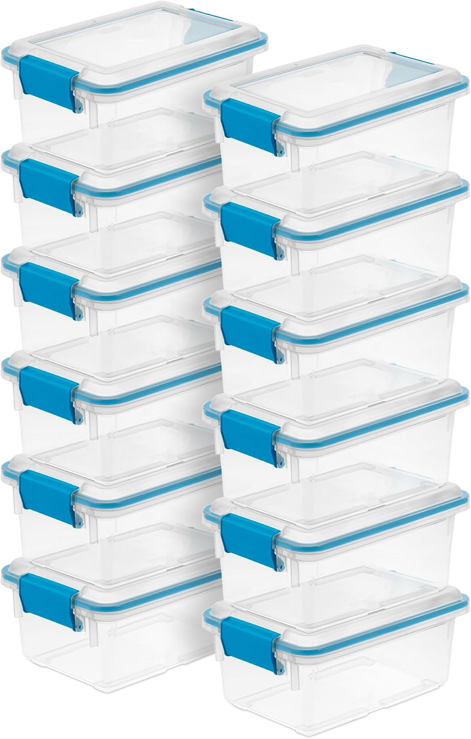 Sterilite 4-Pack Gasket Box, Home Storage Organizer Bins with Lids, 37 Quart – Stackable Clear Plastic Containers for Bedroom, Bathroom, Garage, Basement, or Attic