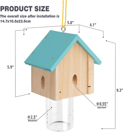 Carpenter Bee Trap for Outside - Best Bee Trap - Blue Cabin Style Nature Hanging Wood Carpenter Bee Traps Outdoor - Insect Traps with Removable Vault (2 Pack)