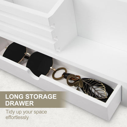 Key Holder Wall Mount, Mail Holder with Storage Drawer and 5 Key Hooks for Coat, Dog Leash, Home Decor Rack, House Accessories, Entry Way Organizer