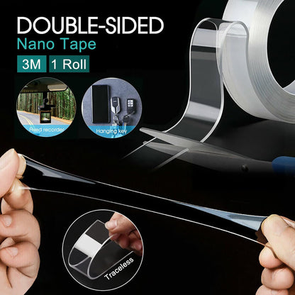 Nano Double Sided Tape Heavy Duty - 2 Inch x 10 Ft | Clear Removable Nano Tape, Acrylic Double Sided Tape, Multipurpose Mounting Adhesive Tape, Reusable Washable Sticky Tape