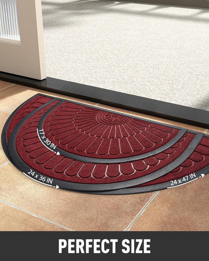 tchdio Door Mat Outdoor Indoor Entrance Doormat-Semicircular Durable Rubber Non Slip Front Door Mat for Outside Inside Entry Entryway Dirt Trapper WelcomeMat for Muddy Paws and Shoes-Black 17”x30”