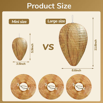 DECYOOL 4 Pack Paper Wasp Nest Decoy Hanging Fake Wasp Nest for Wasps Hornets Yellow Jackets