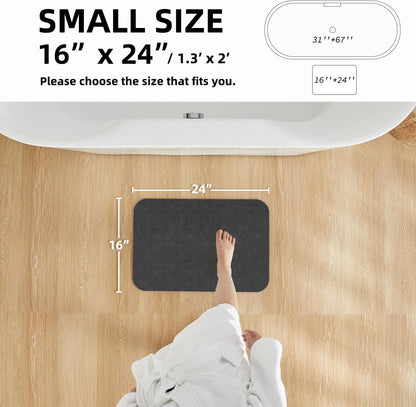TYUU Bath Mat, Bathroom Rugs Non Slip Washable Thin Absorbent Quick Dry Bath Mat Fits Under Door Bathroom Floor Mat Perfect for Bath, Shower, or Sink 16"x24" Dark Grey