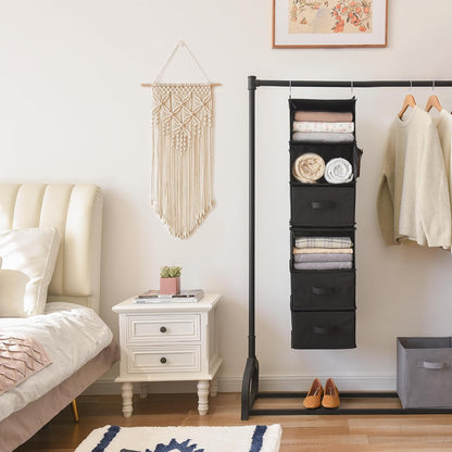 GRANNY SAYS Hanging Closet Organizer 6 Shelves, Closet Organizers and Storage with 5 Drawers, 6 Side Pockets Closet Hanging Organizer, Hanging Storage Organizer for Closet, Baby Clothes, Gray