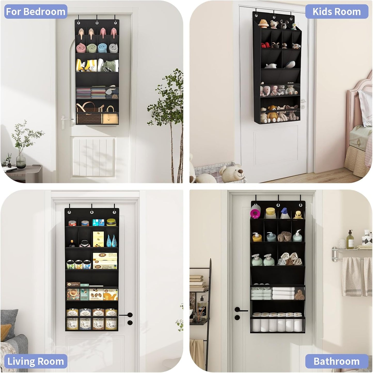 FENTEC 1 Pack Over-the-Door-Shoe-Organizers,Hanging Organizers with Large Pocket Shoe Holder Hanging Shoe Rack for Closet Shoe Organizer for Wall, Over Door Organizer with 15 Pockets Gray