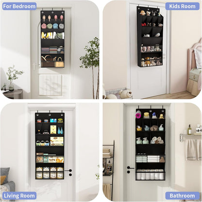 FENTEC 1 Pack Over-the-Door-Shoe-Organizers,Hanging Organizers with Large Pocket Shoe Holder Hanging Shoe Rack for Closet Shoe Organizer for Wall, Over Door Organizer with 15 Pockets Gray