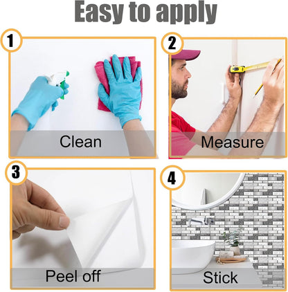 12-Sheet White Peel and Stick Wallpaper, Subway Tile 6''x12'' Self Adhesive Wall Tiles Waterproof PVC Stick on Backsplash Vinyl Decorative Tiles Stickers for Kitchen Bathroom
