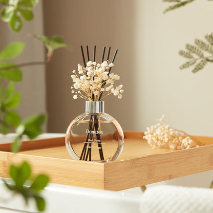 Flower Reed Diffuser Set 5.07oz Satin Rose Scent Diffuser with Sticks Home Fragrance Reed Diffuser for Bathroom Shelf Decor