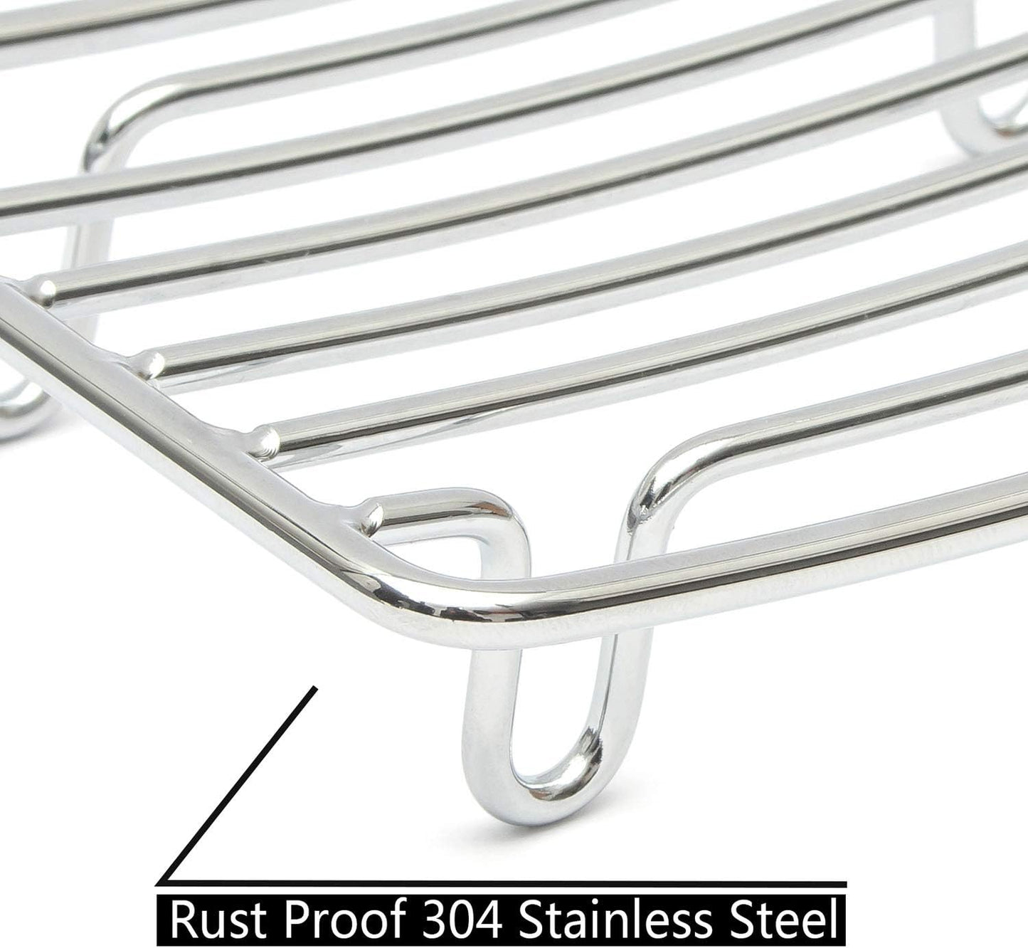 Soap Dish, Stainless Steel Bar Soap Holder for Shower, Self Draining Stand Soap Saver for Bathroom, Kicthen Sink and Countertop, Chrome 1-Pack