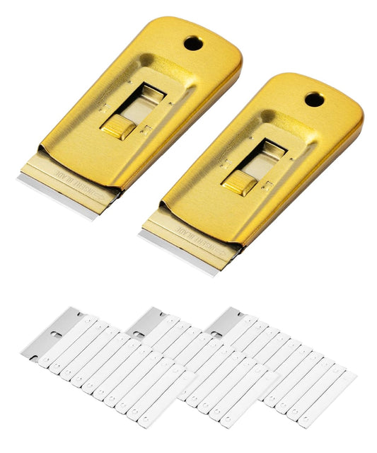 Bates- Metal Razor Blade Scraper, 2 Pack, 30 Extra Blades, Scraper for Cleaning, Glass Scraper, Razor Blade Scraper Tool, Razor Scraper Tool, Scraper Blades, Window Scraper with Razor Blade