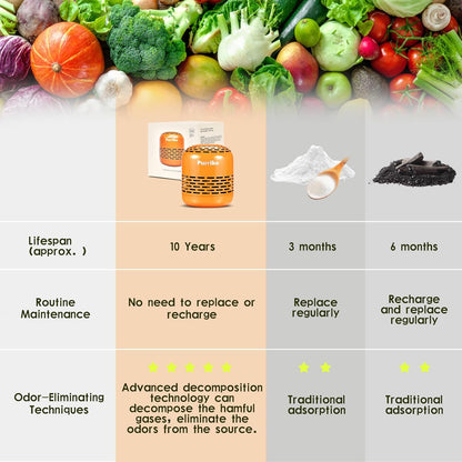 Purriko Refrigerator Deodorizer | Lasts up to 10 Years, Fridge Deodorizer Odor Eliminator, More Effective Than Baking Soda and Bamboo Air Purifying Bags,Orange