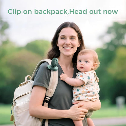 Momcozy Portable Stroller Fan with Clip | 4-Speed Mini-Fan for Carrier | Personal Fans Ultra Light 0.26lb | Gaps ≤4.5mm | Handheld Cooling | Rechargeable Rotate for Diaper Backpack/Table/Chair