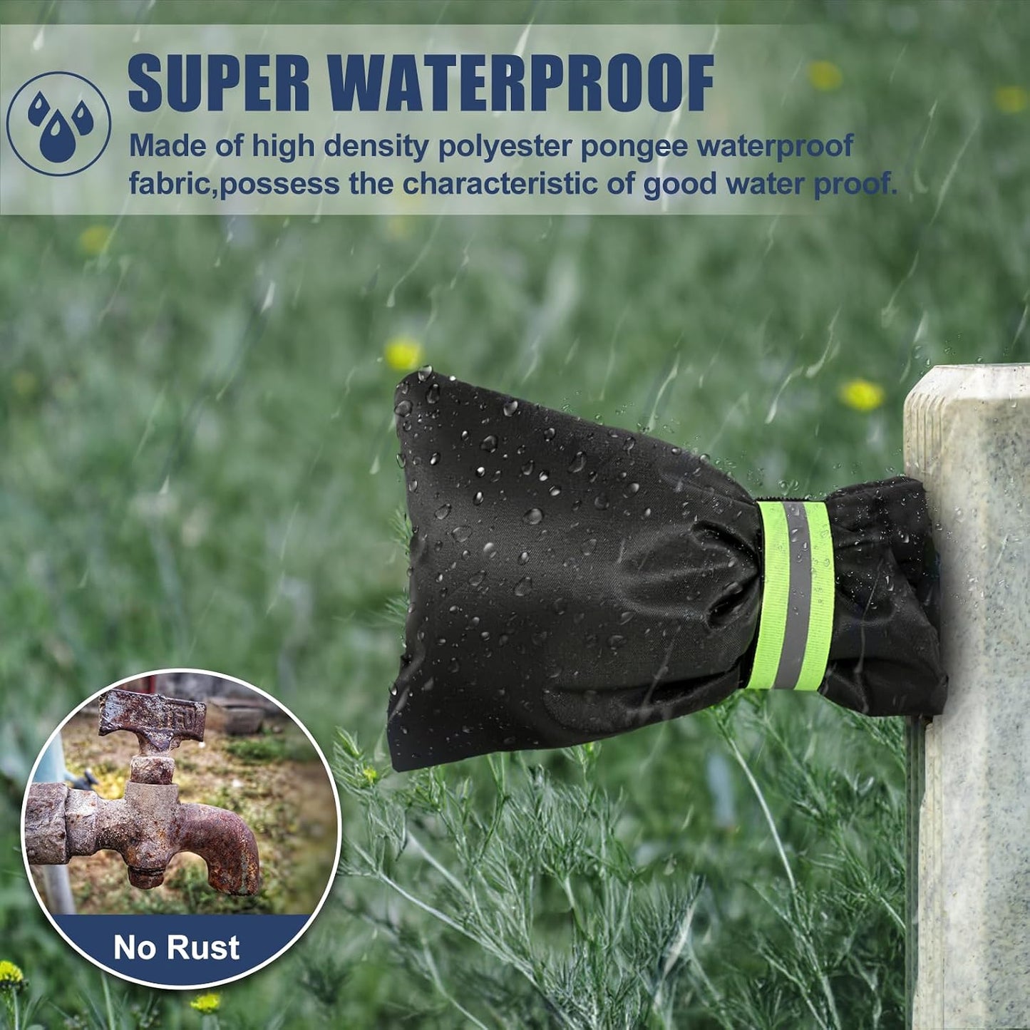 2Pack Outdoor Faucet Covers for Winter Freeze Protection, 8.5″x5.9″x1.9″ Thicker Hose Bib Insulation Cover Waterproof & Frost Free Outside Spigot Cover Bags Insulated Covers with Reflective Strips