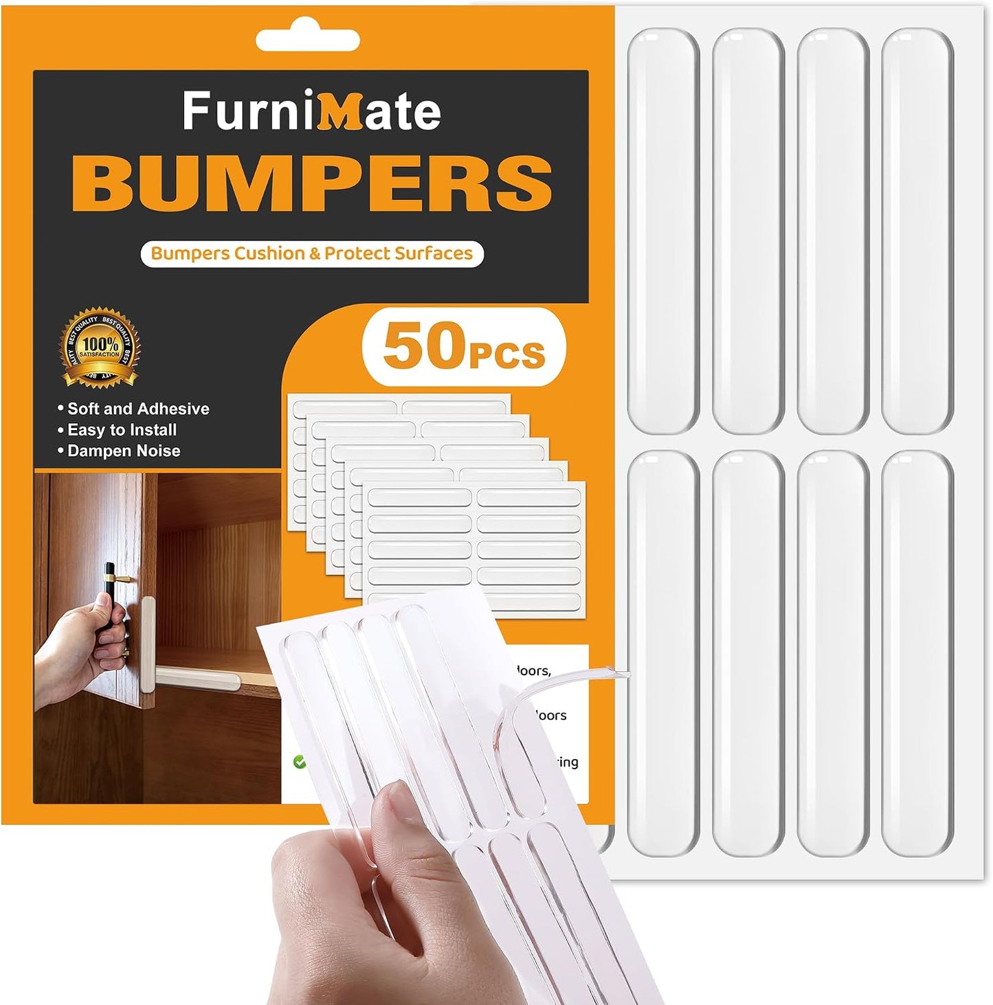 4PCS Long Furniture Bumpers - Wall Protector Guards, Fridge Door Stopper, 5.5x0.7x0.2inches