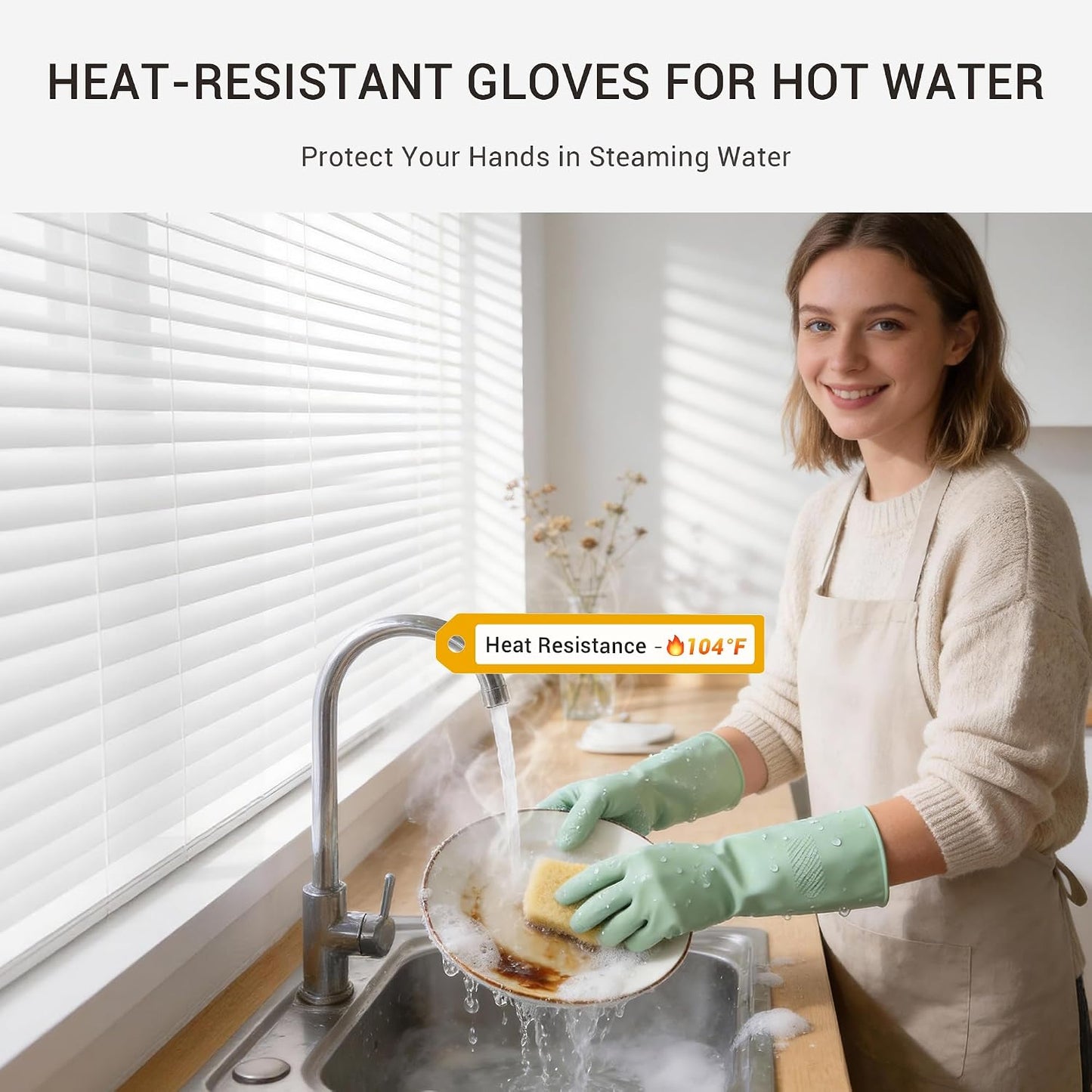 ThxToms 4 Pairs Reusable Dishwashing Cleaning Gloves,10 Mil Thick, 13" | Non-Slip Rubber Kitchen Gloves, Multi-Color, Ideal for Household, Bathroom, Pet Care & Gardening, Medium