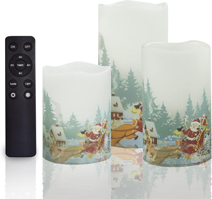 Battery Operated Flameless Candles with Remote Timer Real Wax Realistic Bright Flicker Flickering Electric Electronic LED Pillar Lights Home Wedding Party Decorations Set of 3 Rustic Texture Gray Grey