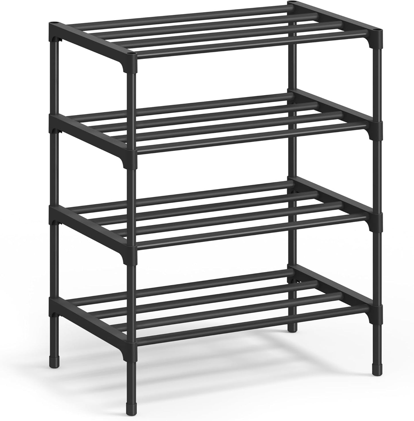 SONGMICS 2-Tier Shoe Rack for Closet, Compact Metal Shoe Organizer Shelf for Entryway, Bedroom, Small Spaces, Stackable, 11.8 x 24.5 x 12.2 Inches, Black ULSA122BH01