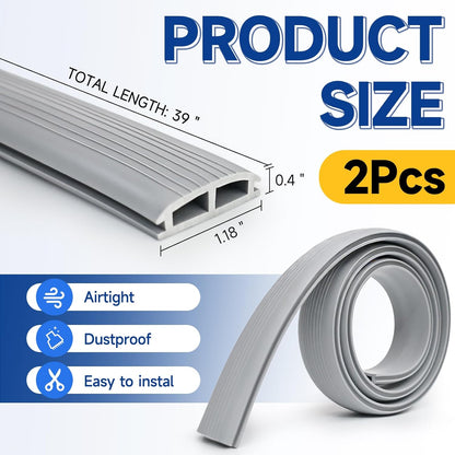 2 Pcs 39 Inch Vinyl Replacement Door Draft Stopper for Adjustable Height Aluminum Thresholds，Front Under Door Weather Stripping Seal