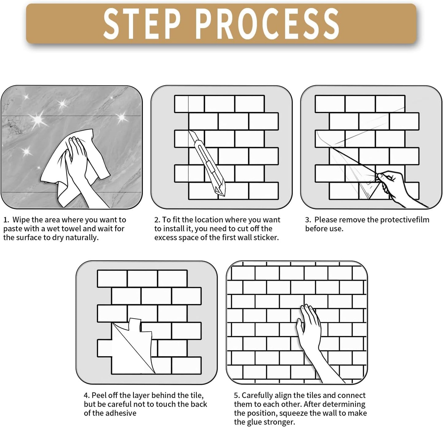 BSABSAQAA 10 Sheets Peel and Stick Backsplash for Kitchen 12"X12" Back Splash Adhesive Subway Wall Tile Sticker for Bathroom on Renter Friendlyn Marble