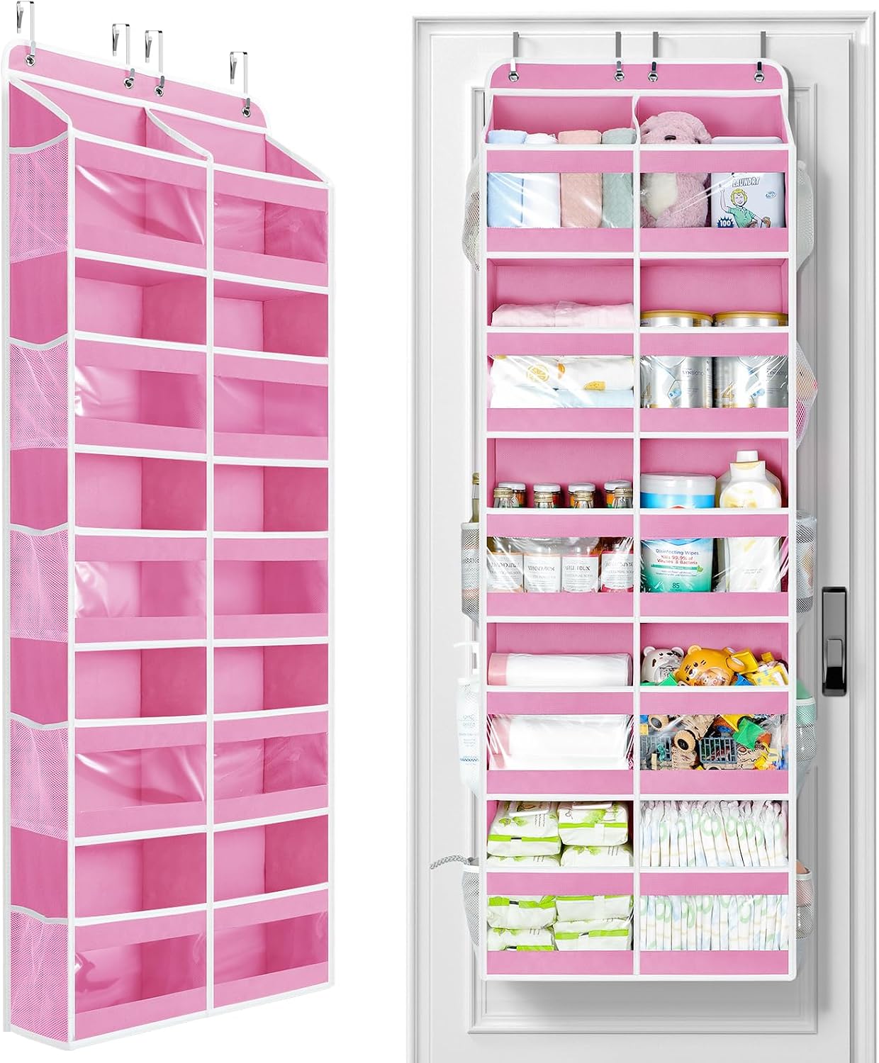 Yecaye 5-Tier Over The Door Organizer Dual-Column, 80lbs Load Over The Door Storage of 10 Compartments, Heavy Duty Door Organizer Hanging for Bedroom Closet Dorm Bathroom Pantry, Grey 1 Pack