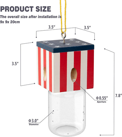 2 PCS Wood Carpenter Bee Trap for Outside - Best Bee Trap - Cube Flag Style Nature Hanging Carpenter Bee Traps Plastic Jar Outdoor - Insect Traps