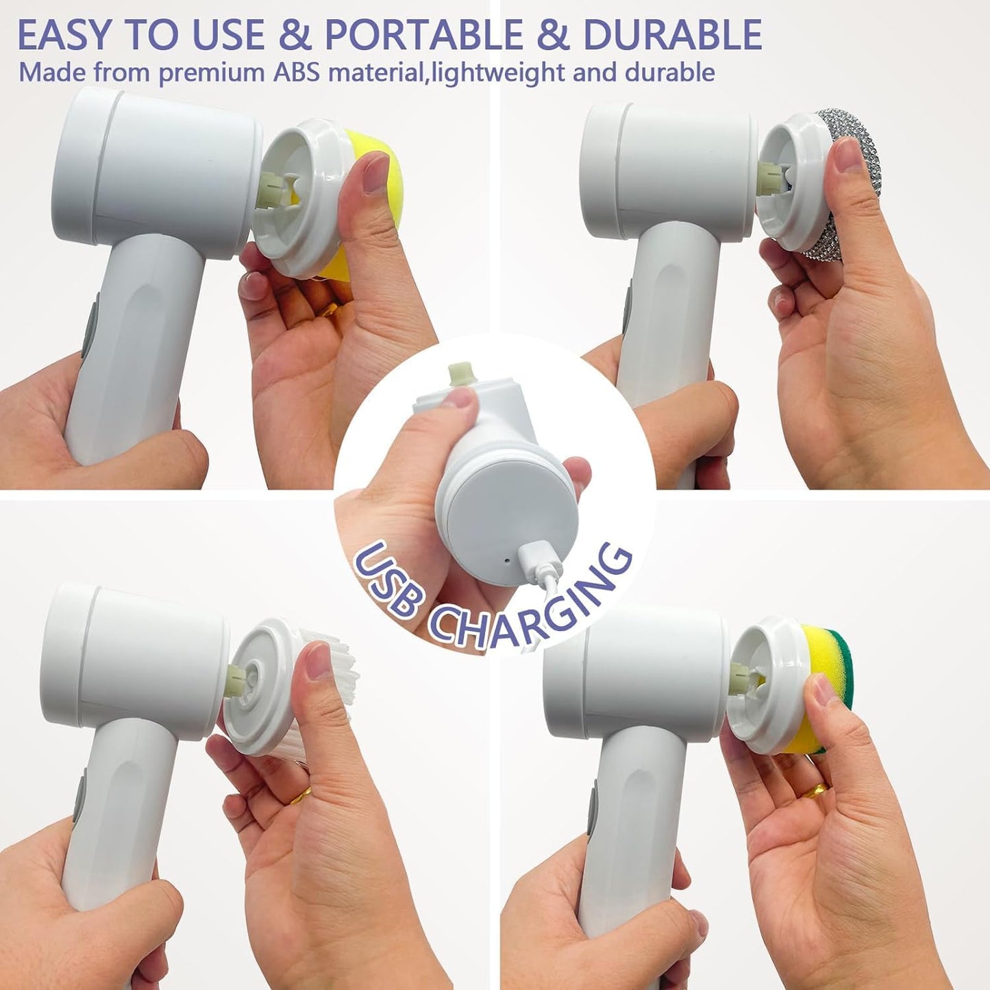 Electric Spin Scrubber - Shower Scrubber,Bathroom Scrubber Electric,for Cleaning Tub, Floor, Tile, Window, Sink, Kitchen Cleaning with 6 Electric Cleaning Brush Head (8)