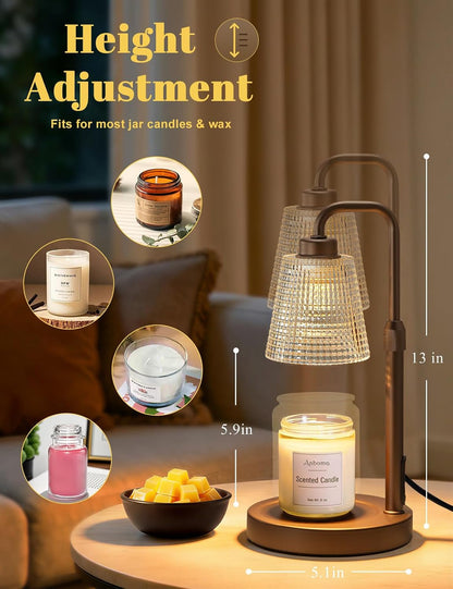 Candle Warmer Lamp with Timer Dimmable, Wax Warmer for Scented Jar Candles, Adjustable Height Candle Lamp for Home Decor, Birthday Gifts for Women Mom House Warming Gifts, Matte Black