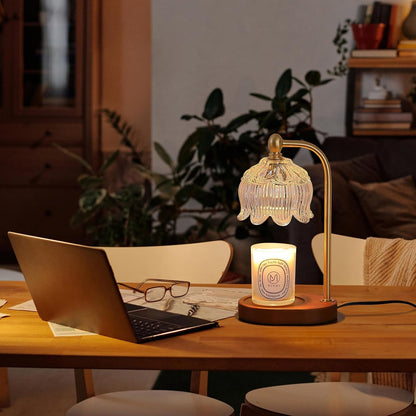 MEIXISUE Candle Warmer Lamp with Timer and Dimmer,Electric Gold Light Gifts for Women Melt Wax Warmer Lamp with 2 Bulbs for Candle Jars House Warming New Home Decor Bedroom