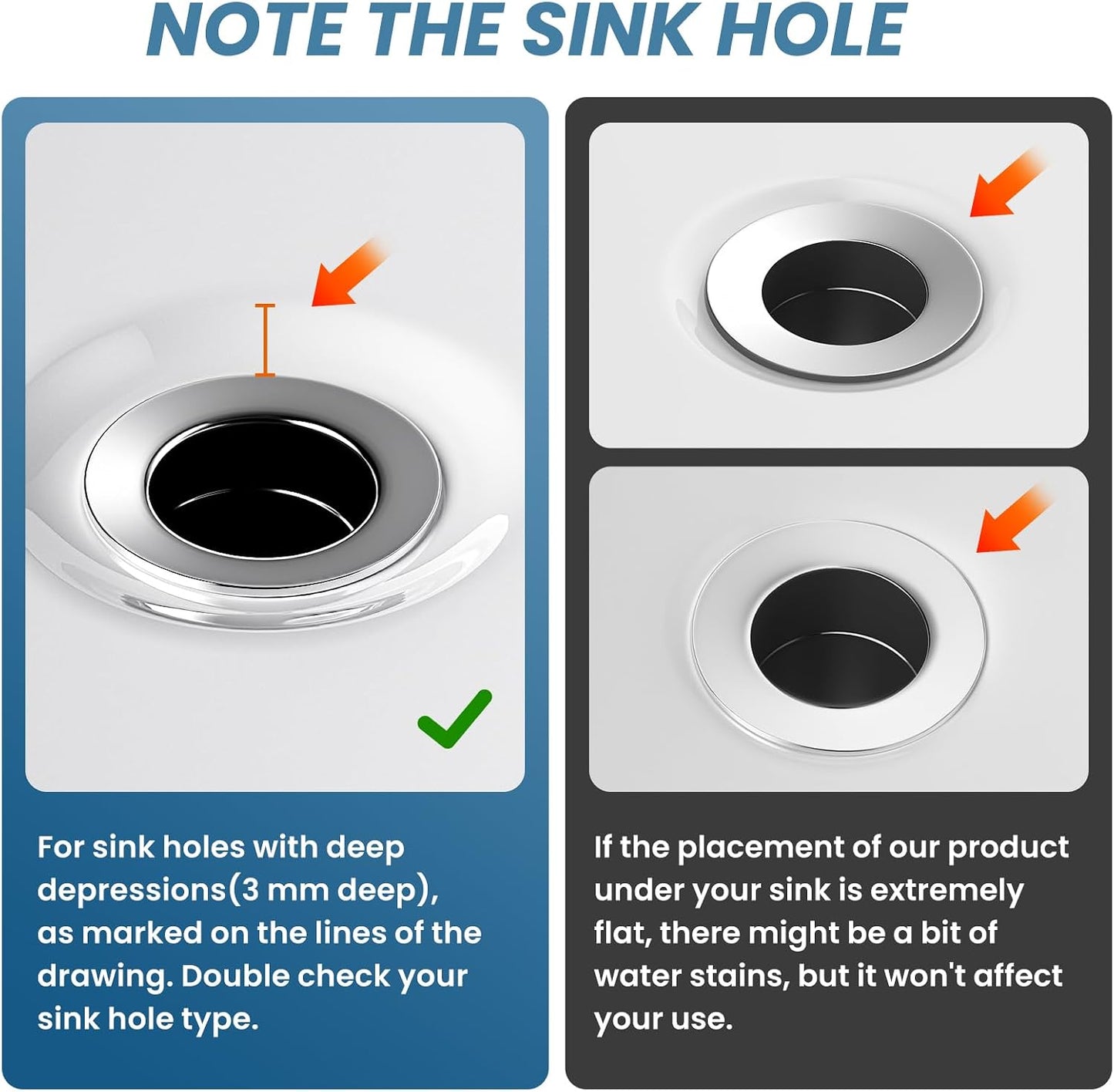 Bathroom Sink Drain Strainer for 1.1"-1.45" Basin Drain Holes(2 Pcs) | Pop Up Sink Drain Filter with Removable Stainless Steel Filter Basket Hair Catcher Plug