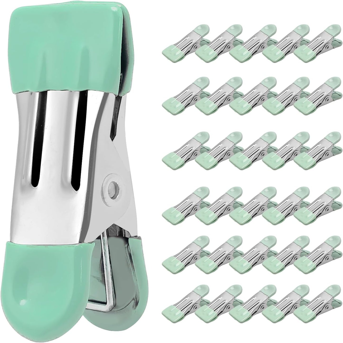 Clothes Pins Heavy Duty, 30 Pack, 2.17 Inch Metal Chip Clips, Clothespins for Photo Drying Clothesline Laundry Sock, Bag Clips for Food Kitchen Stainless Steel with Rubber, 6 Colors