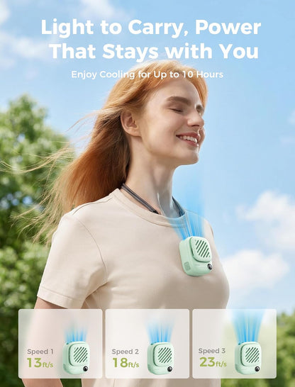 Aecooly Magnetic Clip On Fan, Mini Portable Neck Fan, Mighty Waist Fans, Light Hat Fans, Hands Free USB Rechargeable [10H Max Cooling Time], Personal Battery Powered for Travel, Gifts for Women -Beige