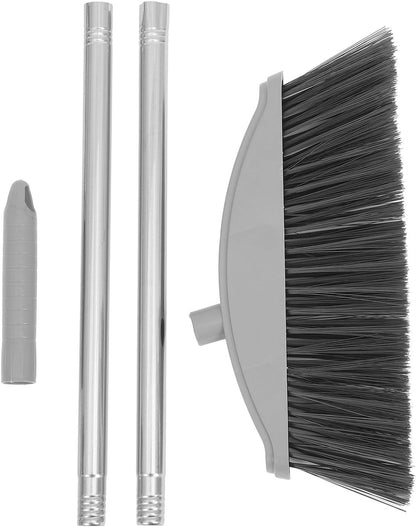 Abaodam Heavy Duty Long Handle Home and Outdoor Broom with Large Angle Head for Floor and Patio Cleaning, Household Indoor Sweeping Tool in Nordic Gray
