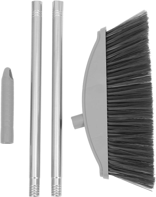 Abaodam Heavy Duty Long Handle Home and Outdoor Broom with Large Angle Head for Floor and Patio Cleaning, Household Indoor Sweeping Tool in Nordic Gray