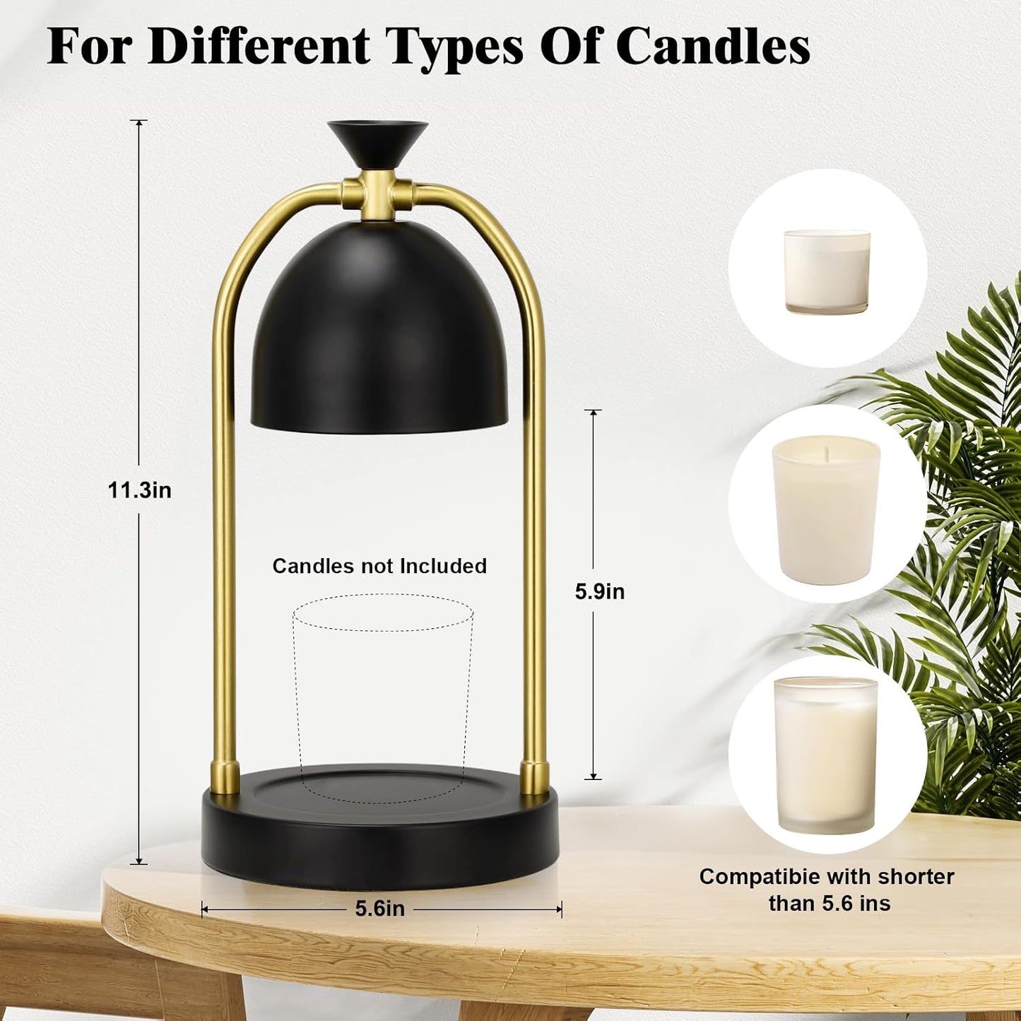 Hong-in Candle Warmer Lamp - with Timer & Dimmer, Modern Home Decor House Warming Gifts Wax Melt Warmer for Jar Candles, Cozy Birthday Gift for Women Mom (Black)