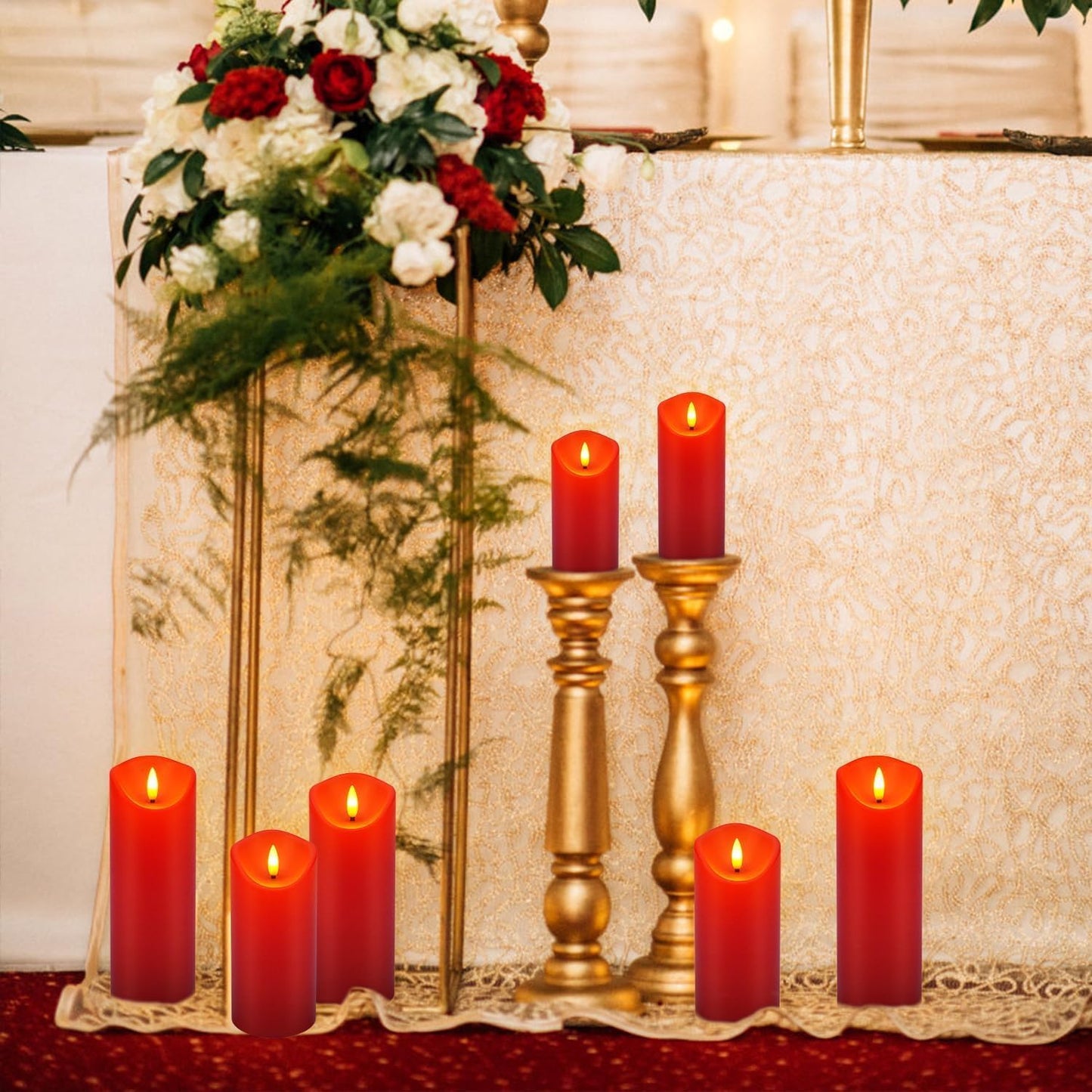 YOROXRG Set of 24 Waterproof Outdoor Flameless Candles, LED Candles with 4 Remote and Timer,(H 4" 5" 6" x D 2.2"),for Christmas,Halloween,Wedding,Festival