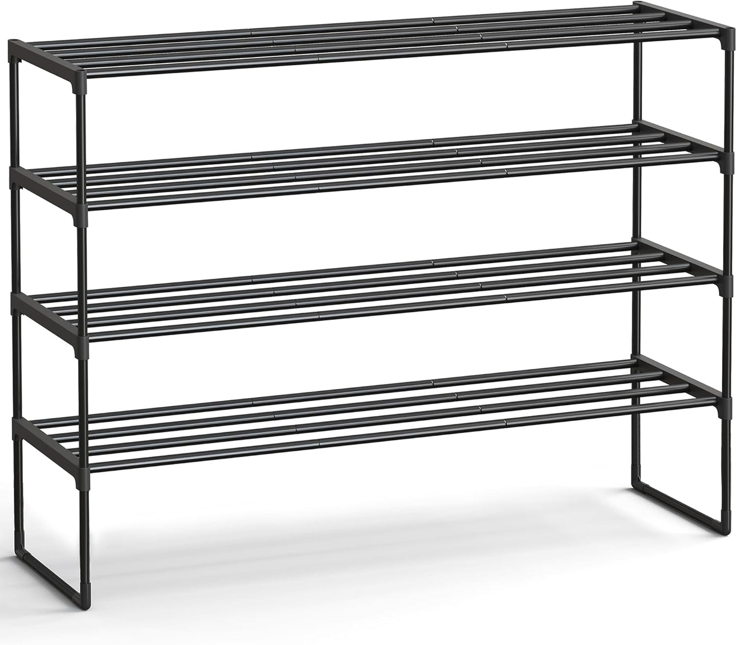 SONGMICS Shoe Rack, 6-Tier Shoe Organizer, Metal Storage Shelf, Upright or Upside Down, for 24-30 Pairs, Stackable, for Entryway, 11.8 x 36.2 x 42.7 Inches, Black ULSA306BH01